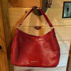Brahmin Red Crocodile Embossed Hobo Bag